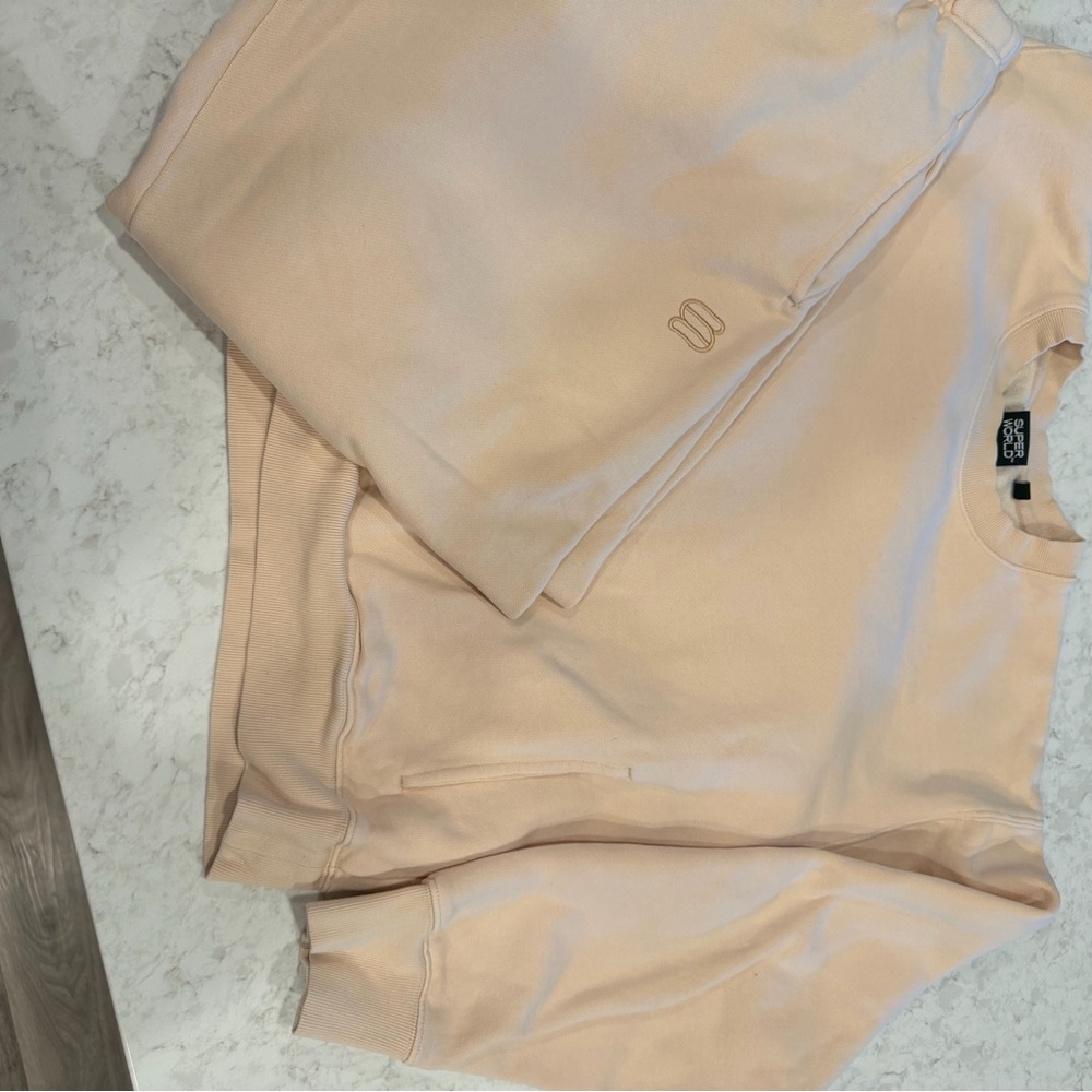 Aritzia Super World Collection Beige Sweatshirt and Sweatpants Set